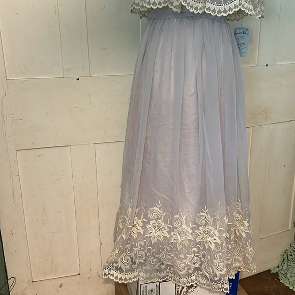 🔥RARE!🔥NOSWT Aventura Carrie Couture Lace & Chiffon Party Wedding Dress 60-70s - Picture 3 of 8
